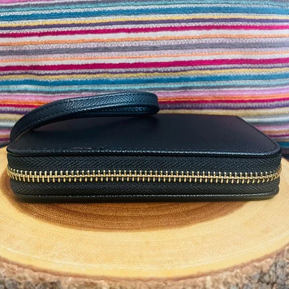 Micro-Pak Small Black Corner Zip Vegan Pebbled Leather Wristlet Wallet NWOT - Picture 5 of 12